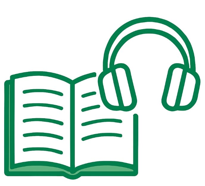 音声配信も併用して読みすすめる イラスト