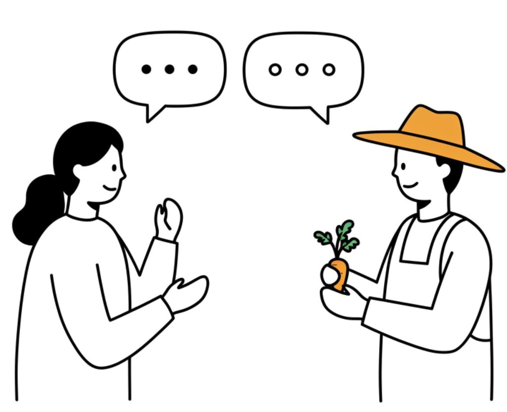 地元農家さんから話を聞いてみる イラスト