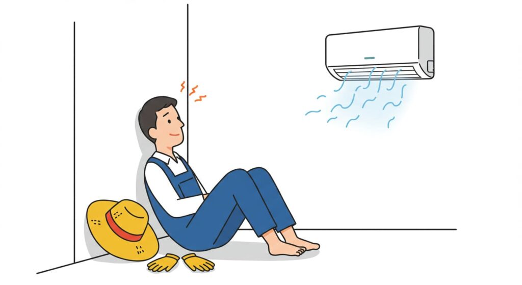 クーラーが効く部屋で休む