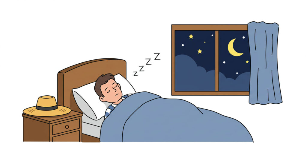 夜ふかしせず早く寝る